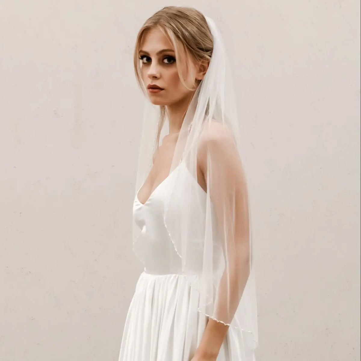 voile mariée blanc bord clips classique romantique transparent prom wedding photo bridal