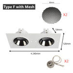 lot spots led encastrés blanc grille hexagonale anti reflet réglable moderne