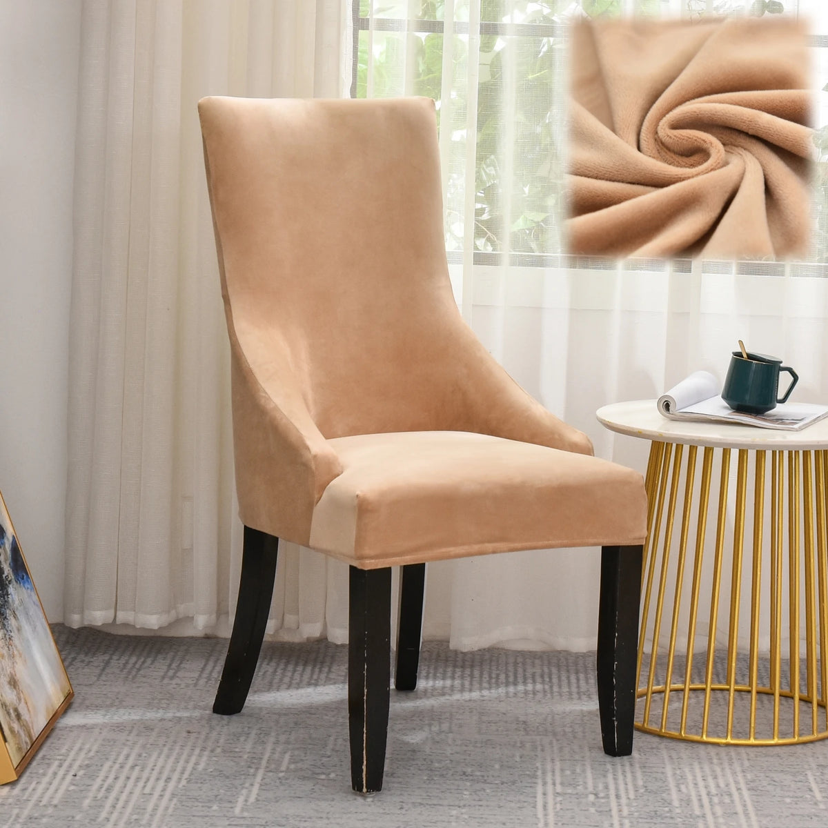 housse chaise velours extensible imprimé floral fauteuil salle manger moderne décoration