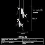 suspension lumineuse moderne blanc feuilles fines chaines minimaliste led