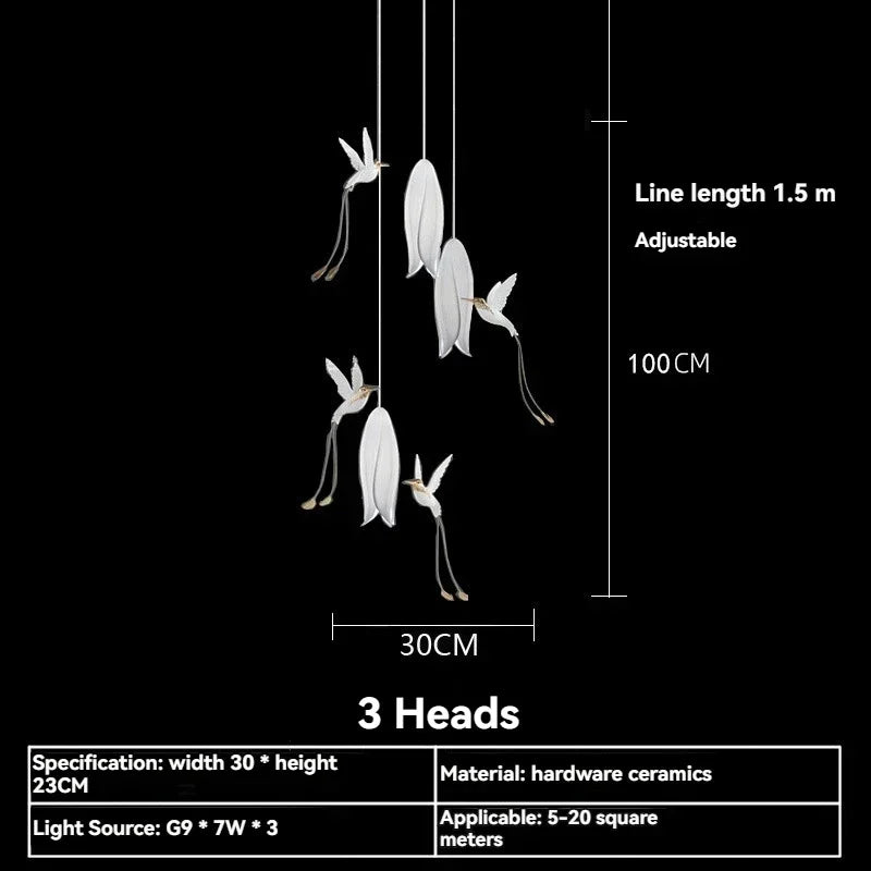 suspension lumineuse moderne blanc feuilles fines chaines minimaliste led
