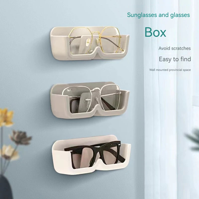 porte lunettes mural gris blanc adhésif moderne minimaliste organiser maison vitrine verre haute qualitéABS