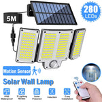 lampe murale solaire blanc moderne capteur mouvement 280 leds télécommande étanche