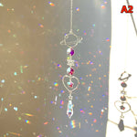 décoration murale cristal transparent multicolore lune soleil étoiles coeurs artisanal
