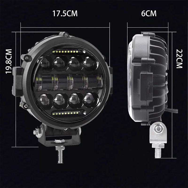 projecteur led phare noir moderne robuste diodes alignées cable ip67