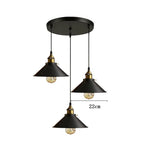 suspension lumineuse industrielle moderne conique noire dorée ampoule