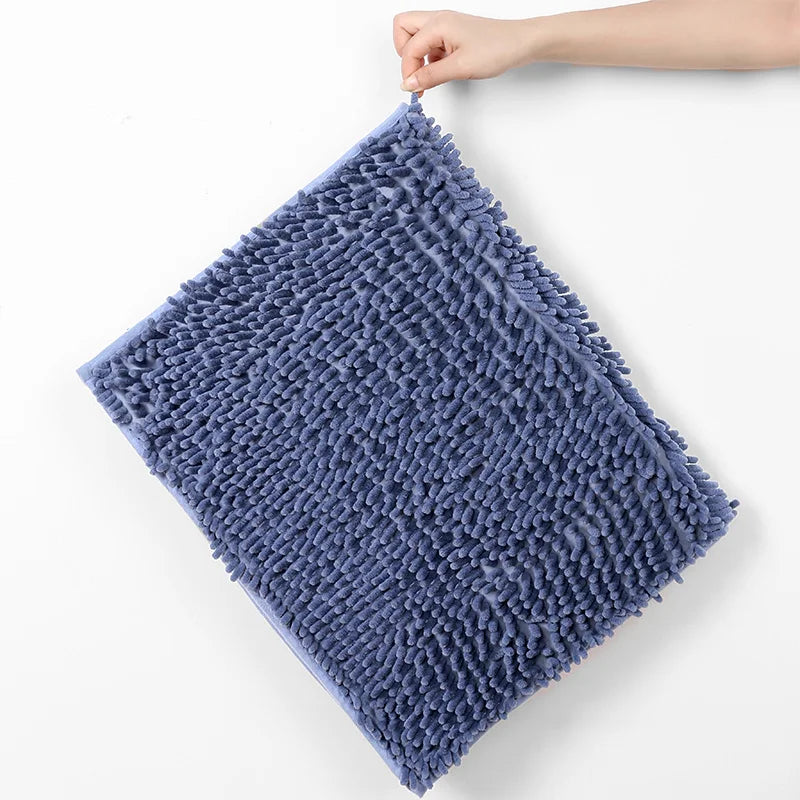 tapis bain polyester antidérapant gris vert bleu moderne bouclé 40x60cm cuisine salle bain prière