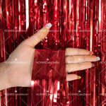 rideau métallique vert or argent rouge noir lisse brillant moderne festif mariage anniversaire decoration