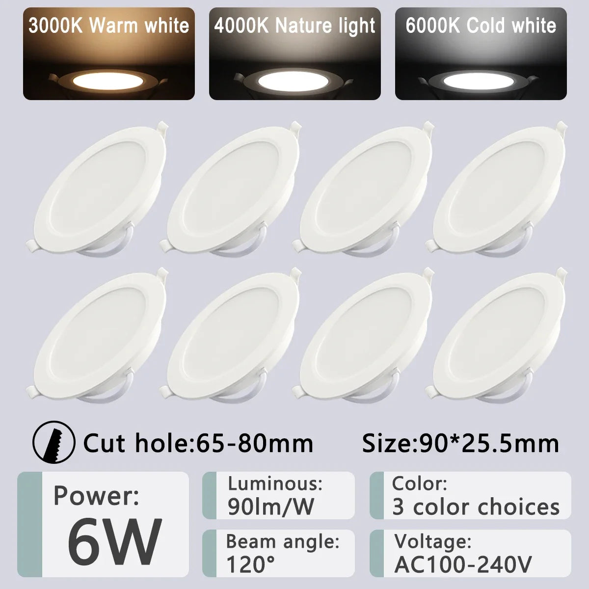 Downlight led spot 10w 14w 17w 20w 24w 6w 4000k 3000k blanc moderne