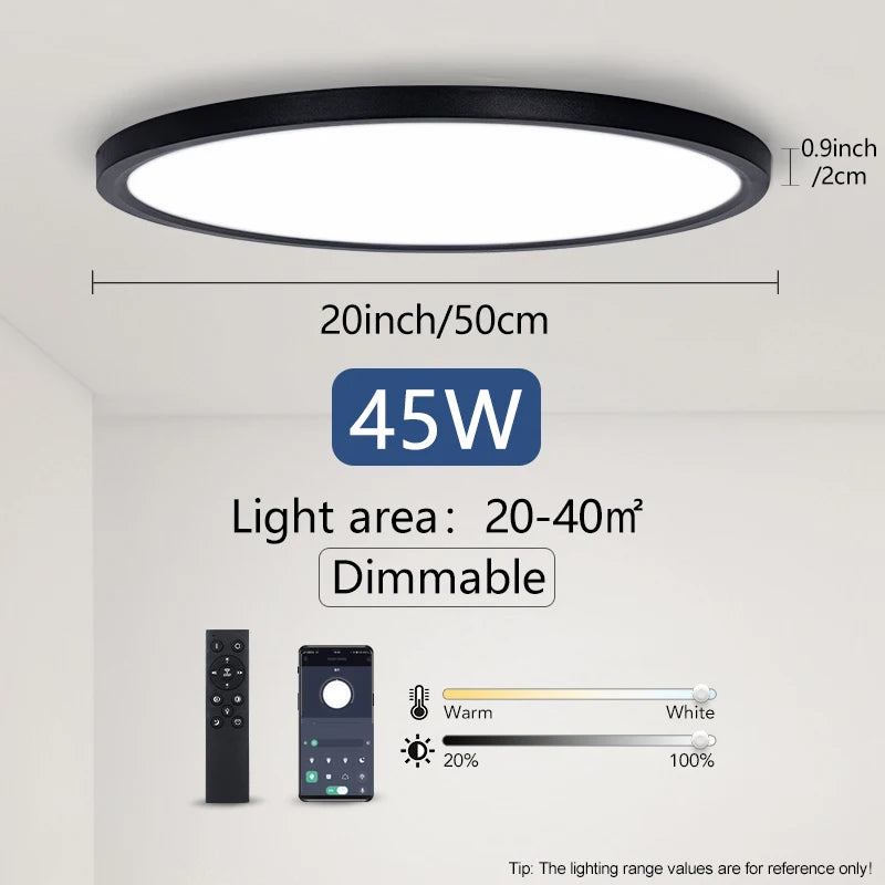 lampe led moderne blanc télécommande application 50cm diamètre 2000 82000lm