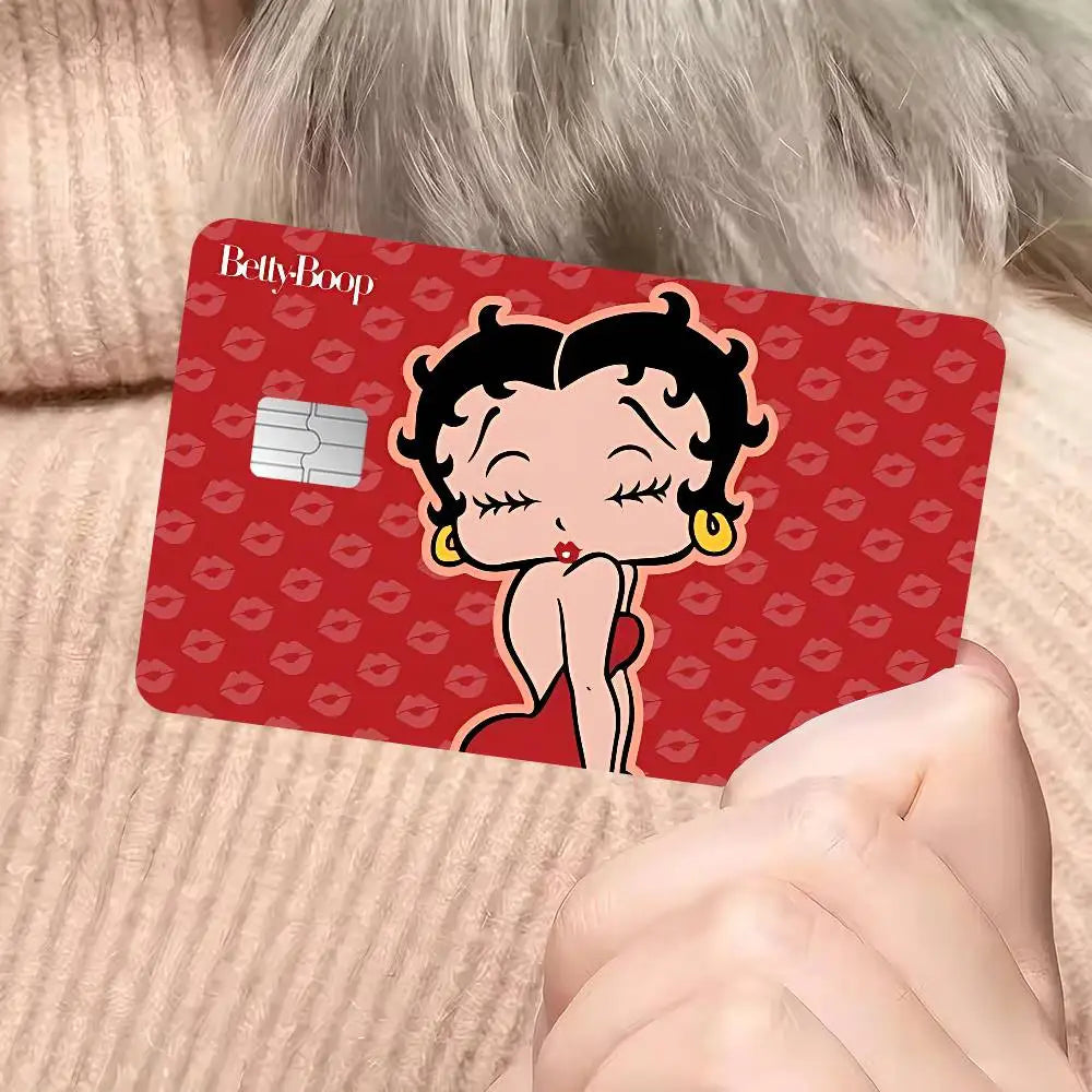 autocollants cartes bancaires waterproof dessin animé betty boop romantique rébellions pop art papier adhésif