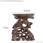support bois sculpté théière tasse figurine bébé bol décor maison artisanal rustique