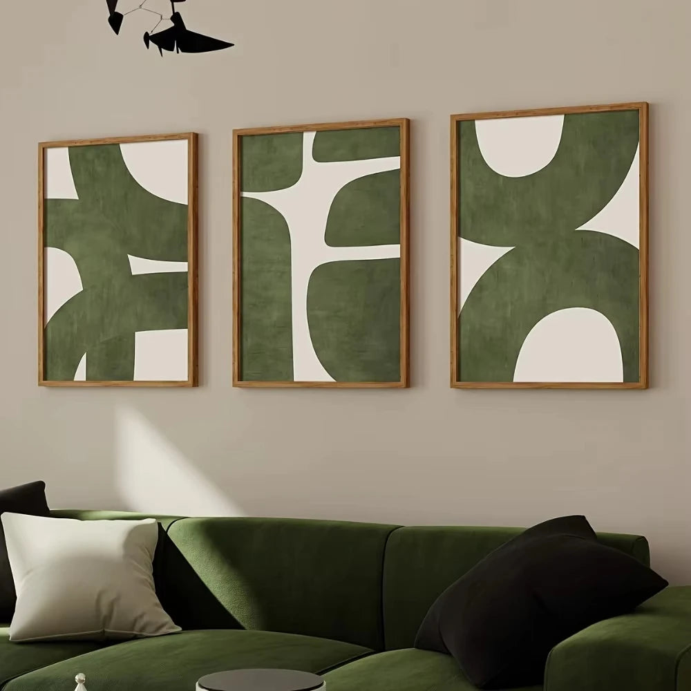 toiles d'art contemporaines abstraites vertes minimaliste sans cadre décoration murale chambre salon