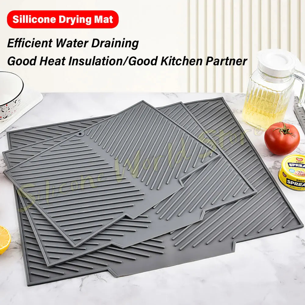 tapis séchage silicone moderne gris rayures diagonales respectueux environnement taille small medium large
