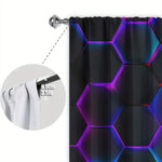 rideau moderne hexagonal lumineux noir bleu violet vert opaque 100 polyester deux pièces