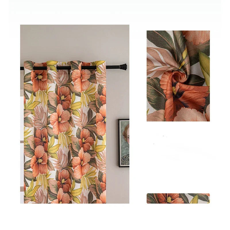 rideau moderne semi transparent motif fleurs multicolore salon chambre maison
