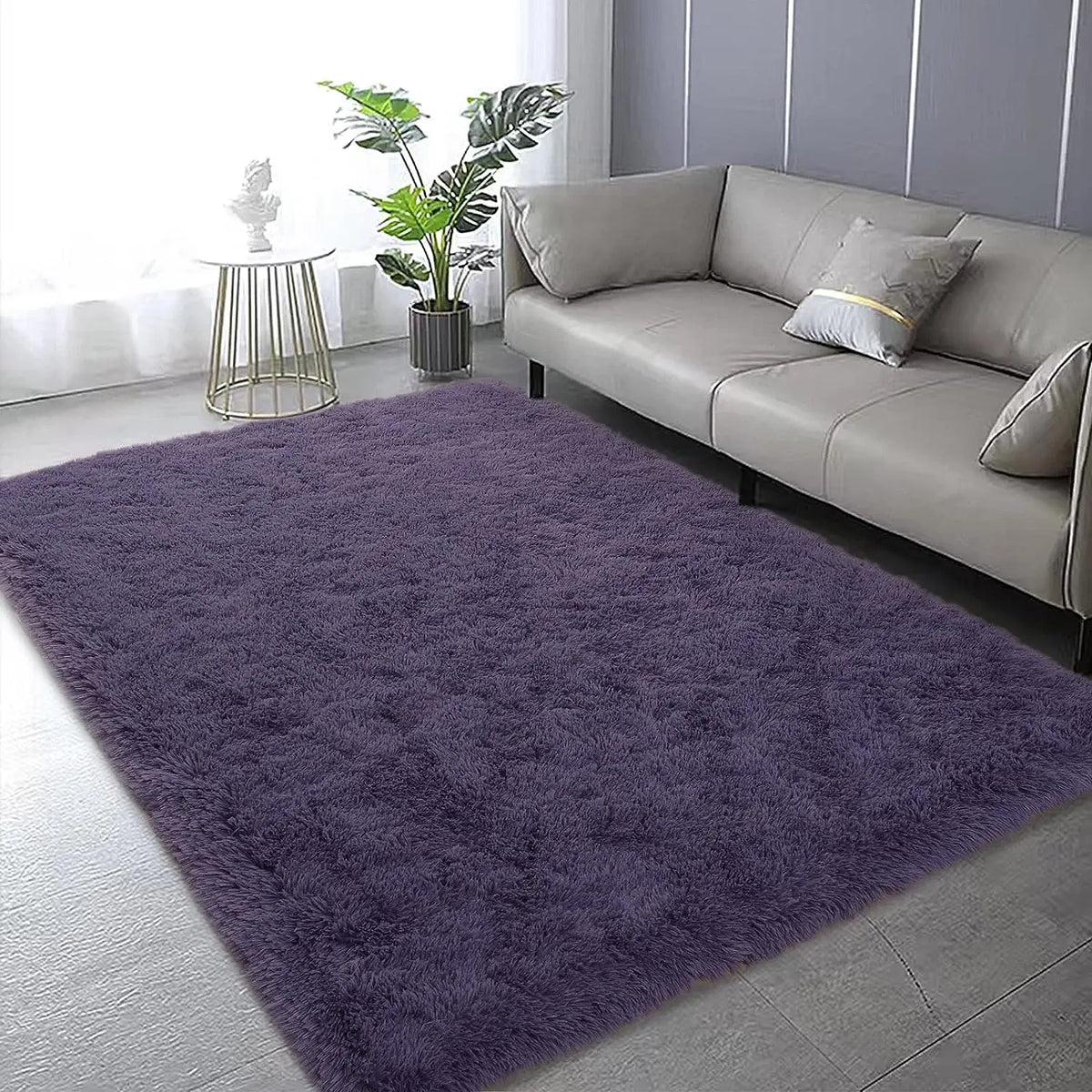 tapis violet doux peluche polyester antidérapant moderne salon chambre decorative rectangle