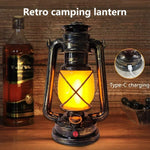 lanterne camping rétro rechargeable modes éclairage ambiance vintage métal brun noir geometrique