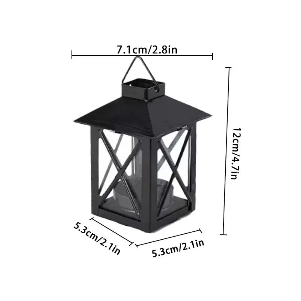 lanterne décorative rustique vintage fer suspension bougie récipient transparent noir blanc structure