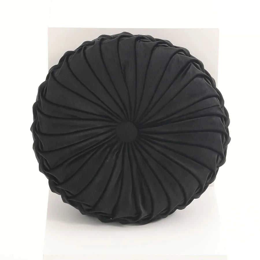 coussin rond plissé velours polyester fibre massage couleur rose gris moderne