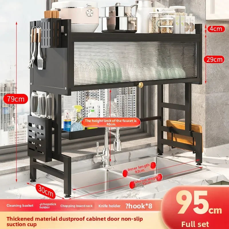 support cuisine acier noir moderne rangement vaisselle couteaux serviettes verres tampons plats découpe