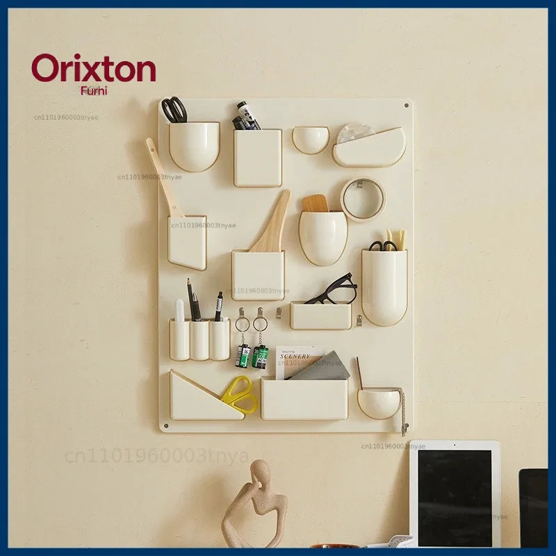 panneau rangement mural moderne blanc 15 compartiments vis fixation 52x68cm
