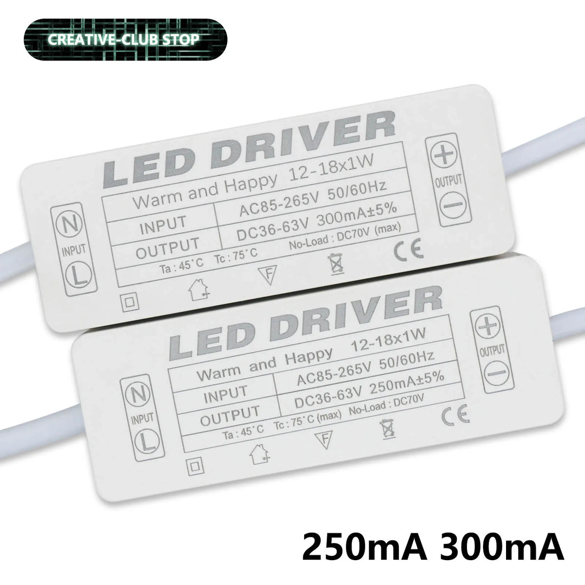 transformateur alimentation led 250ma 300ma 12v 24v 36v isolation stable électronique blanc connecteurs