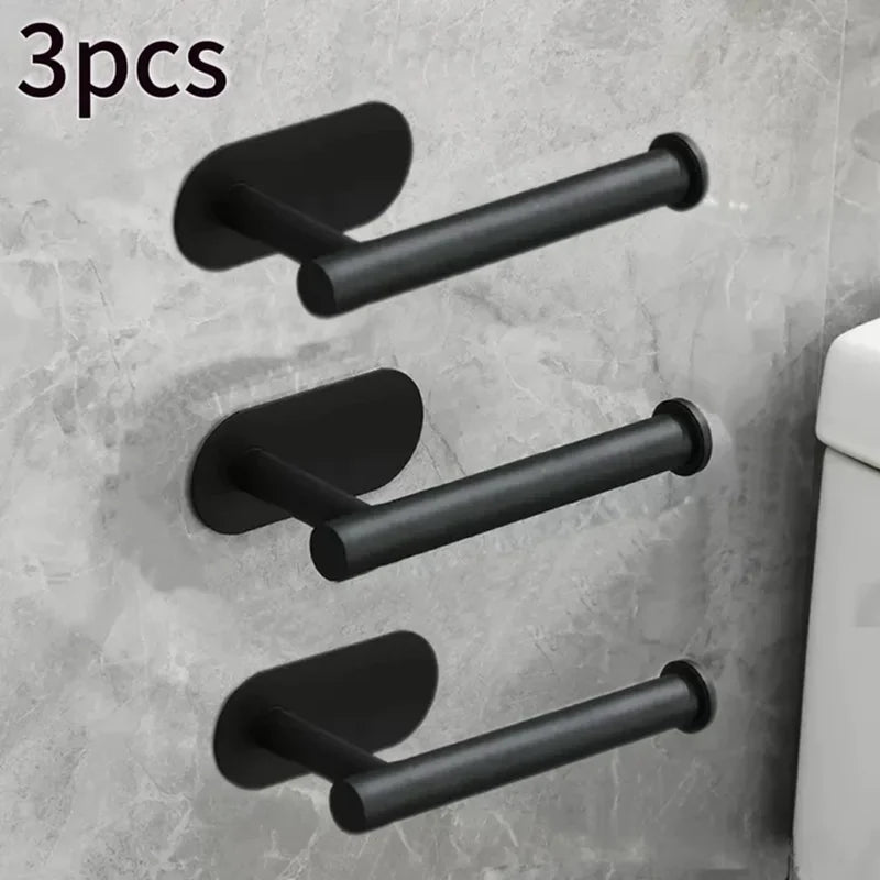 porte serviettes papier noir adhésif moderne salle bains papier toilette cuisine rouleau support étanche