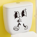 sticker autocollant visage souriant dessin animé noir salle bains décoration murale étanche pvc