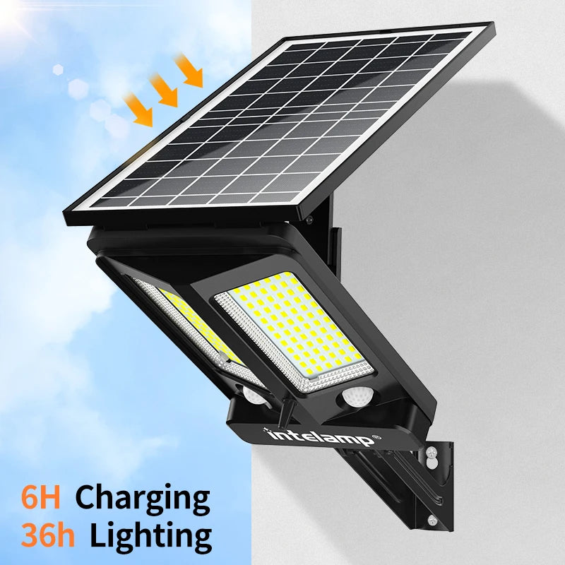 lampe solaire moderne noire capteurs télécommande ip65 led 12500mAh 3000lumen