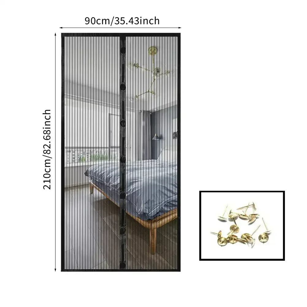 rideau moustiquaire porte noir blanc maille fine transparent clips magnétiques salon chambre été