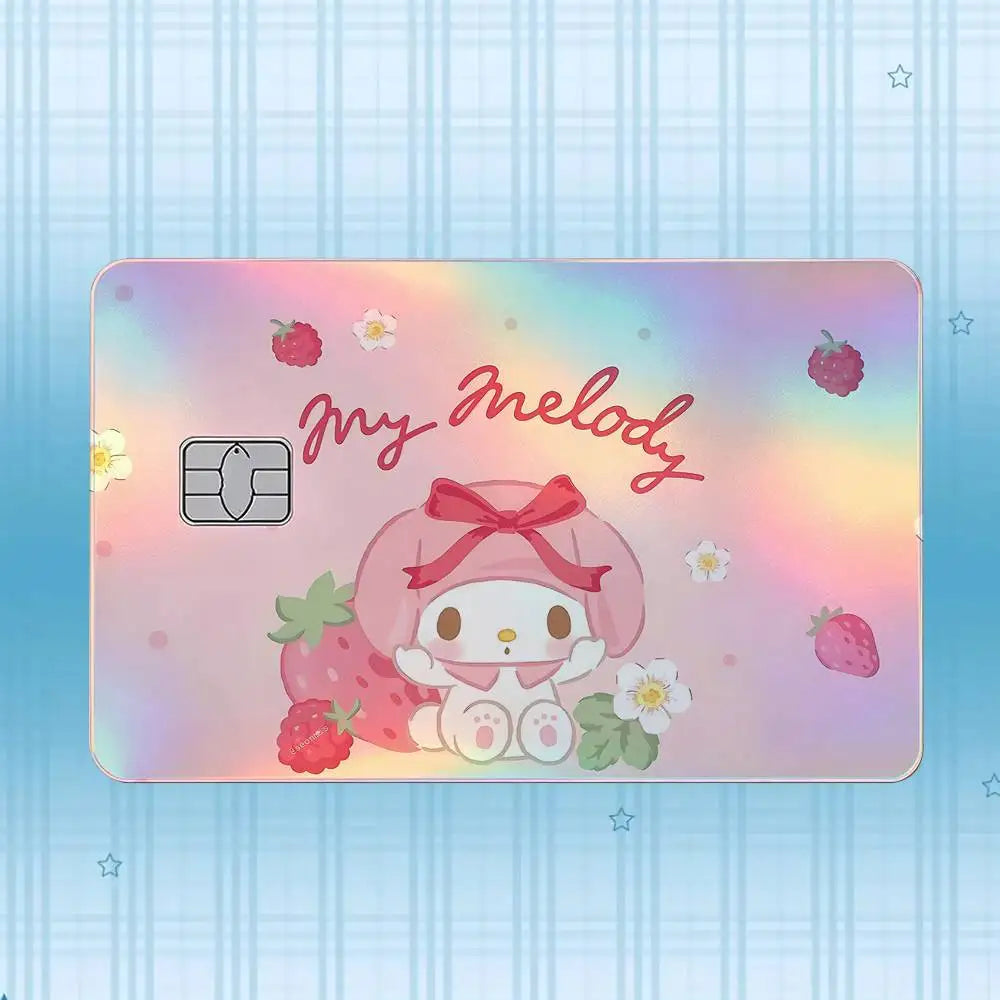 autocollant carte crédit my melody dessin animé rose violet bleu blanc