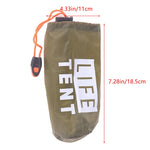 sac rangement tente pliante vert olive LIFE TENT impression blanc cordon serrage camping utilitaire