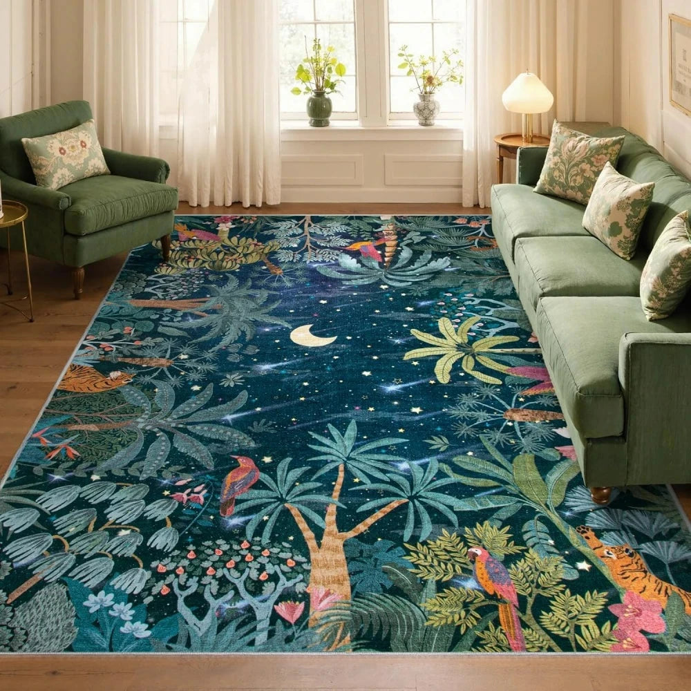 Tapis vert plante grand format 150x220cm