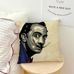 taie d'oreiller pop art salvador dali déformée motif contemporain coussin décoratif noir beige gris