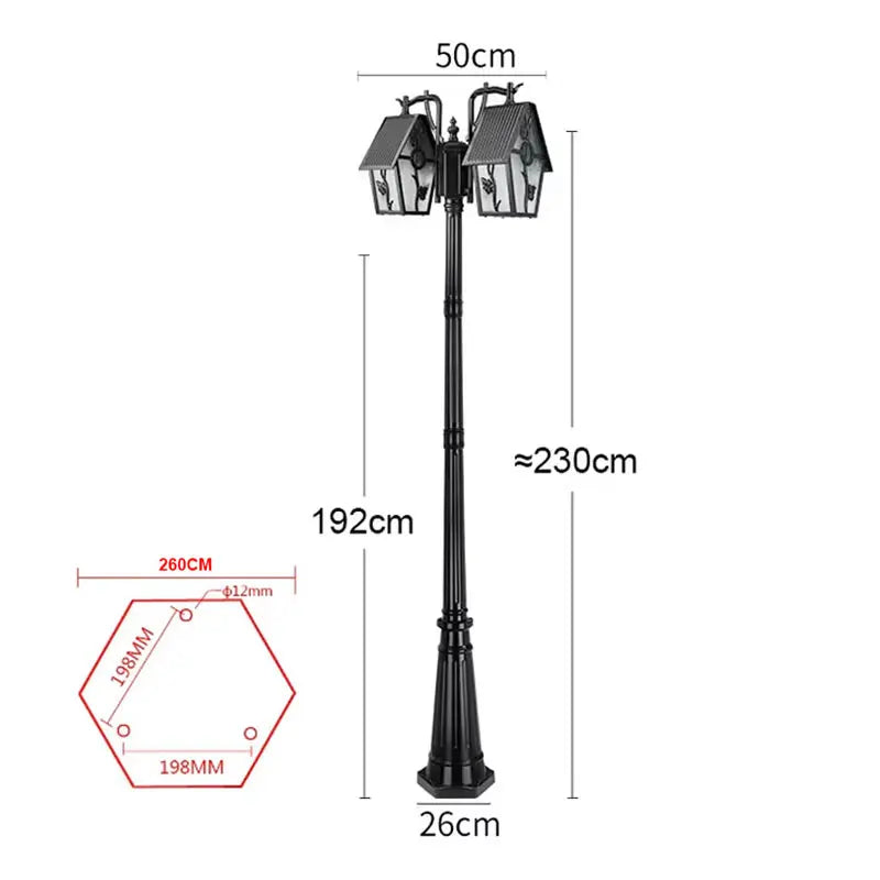 lampe rue moderne industrielle extérieure ip65 led noir doré motifs floraux classique étanche