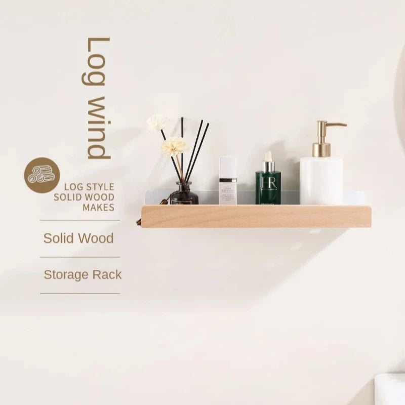étagère murale bois moderne 50cm blanc rangement salle bain douche assaisonnement