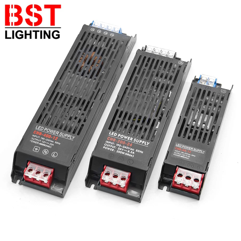 alimentation led 12v 24v 100w 150w 200w 300w 400w 60w noir transformateur industrielle ventilation
