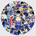 sticker anime personnages textes bleu lock chigo goal shi team football noir blanc