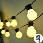 guirlande lumineuse solaire moderne 10m 38 ampoules blanc noir boules sphériques translucentes festive extérieure