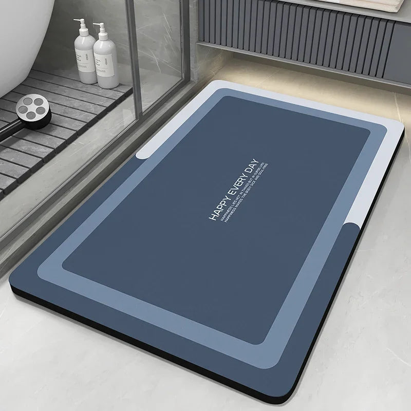 tapis bain moderne bleu gris motif animalier rapide absorption doux