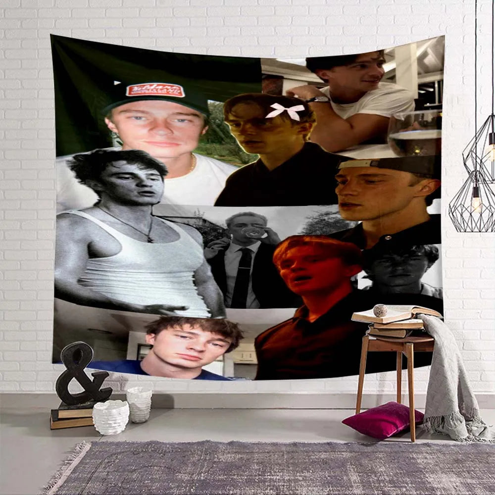 tapisserie murale moderne collage artistique portraits multicolores décoration chambre enfant grande décoration murale