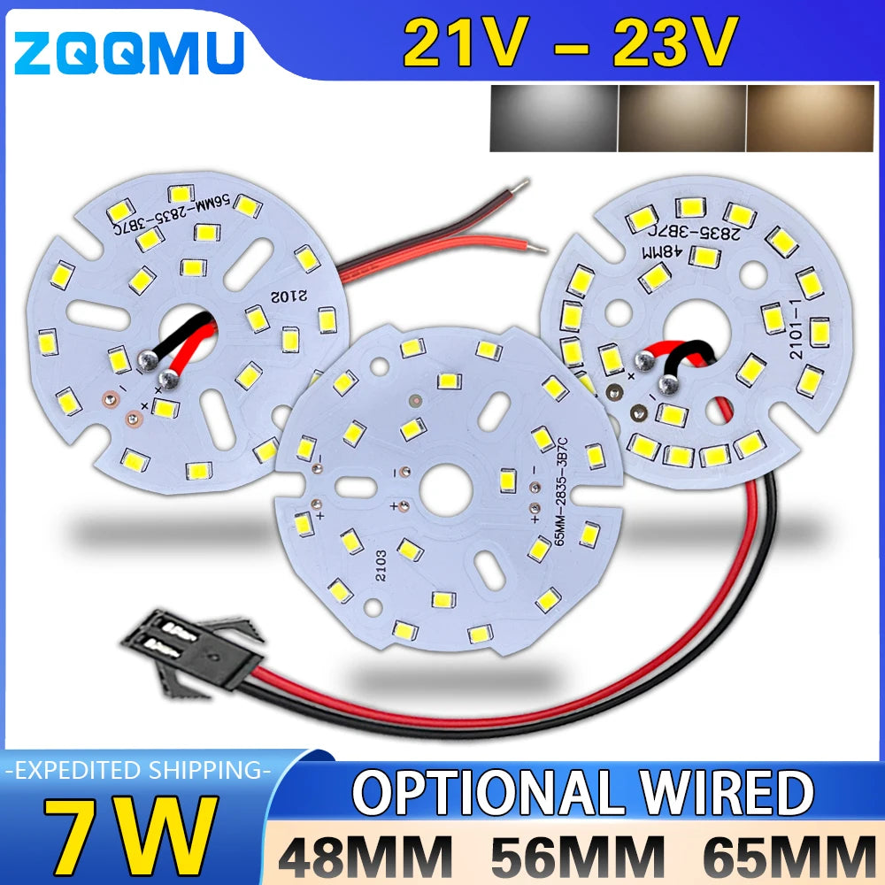 plaque led 7w 48mm 56mm 65mm smd2835 adhésif blanc neutre moderne câble électrique��
