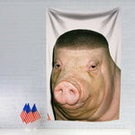 toile d'art pop rose gris bleu visage animaux porc chat vache tigre