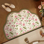 tapis d'entrée absorbant eau rapide sèche ventilé non glissant intérieur maison vert floral élégant