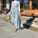 robe sans manches coton violet noir bleu blanc uni classique ceinture nœud poches
