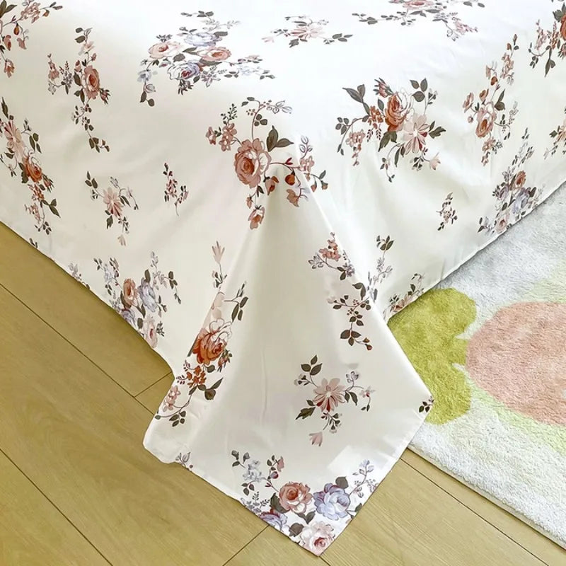 ensemble literie floral doux rose blanc orange violet vert romantique maison chambre lit