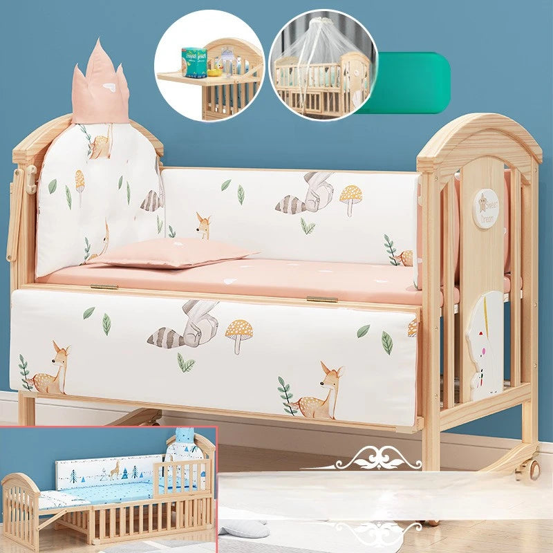 lit bébé multifonctionnel hauteur réglable filet moustiquaire table langer moderne