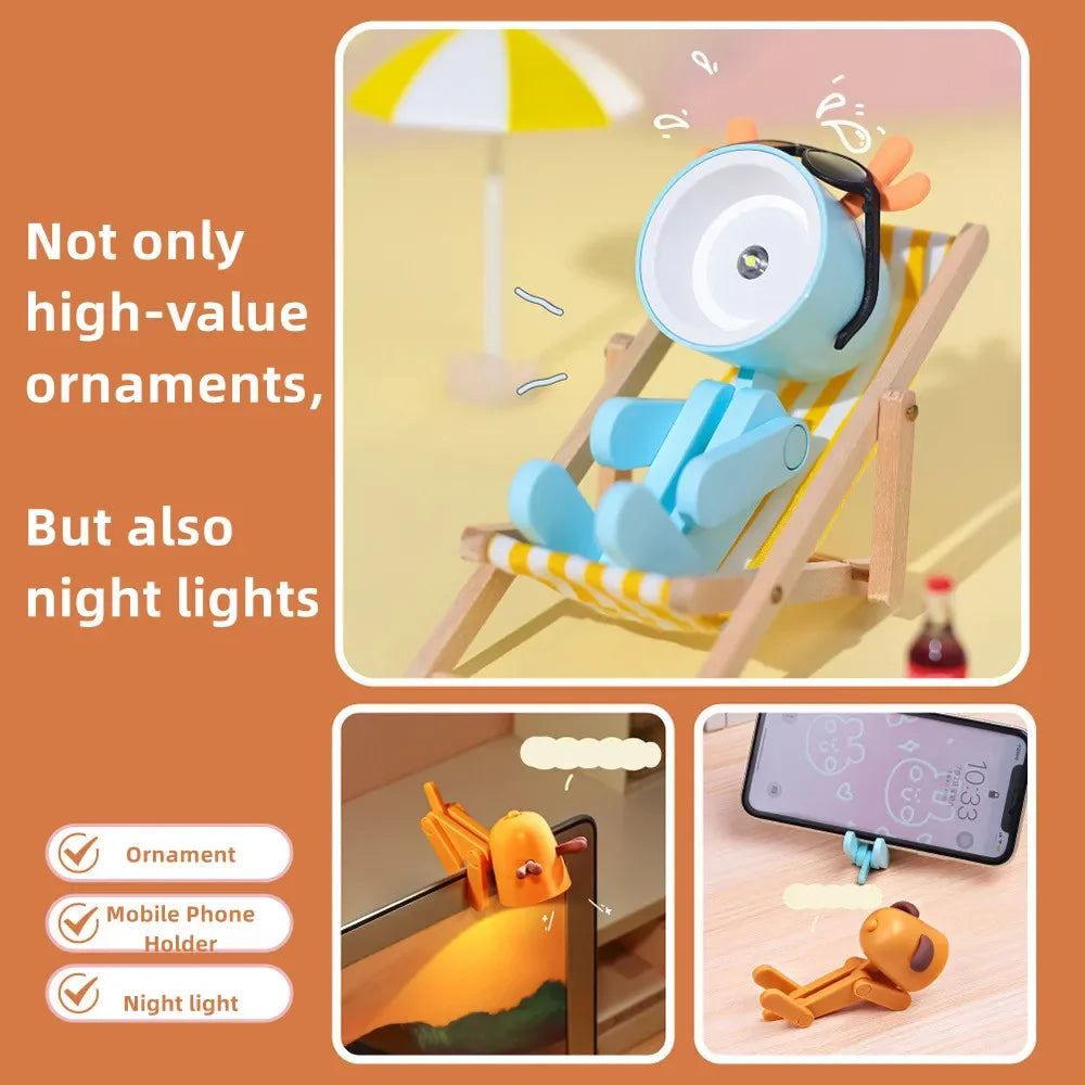 veilleuse pliante animaux chien girafe lampe table bleu jaune rose modernes clips