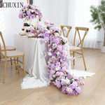 décoration mariage rose violet fleurs artificielles table arrangement floral événement romantique élégant